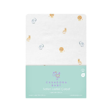 Safari Baby-Spannbettlaken aus 100 % Baumwollsatin – 100 x 200 cm