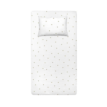 Happy Bee Baby-Spannbettlaken-Set aus 100 % Baumwollsatin – 100 x 200 cm + 50 x 70 cm