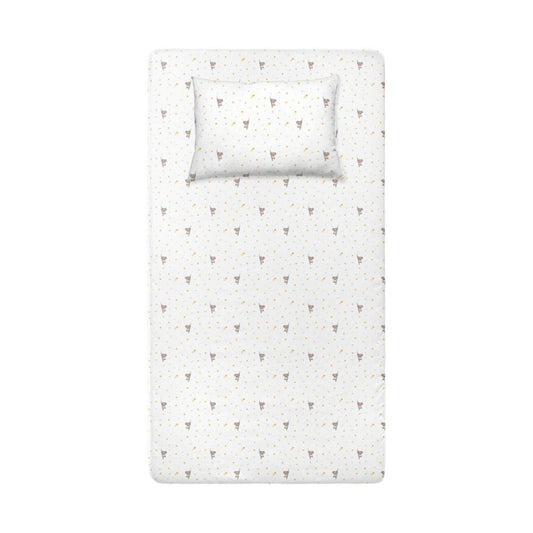 Koko 100% Pamuk Saten Bebek Lastikli Çarşaf Seti - 100x200 cm + 50x70 cm
