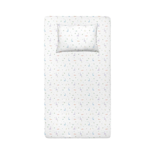 Dino 100% Organik Pamuk Saten Bebek Lastikli Çarşaf Seti - 70x140 cm + 35x45 cm