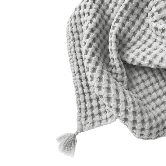 Baby-Waffeldecke aus 100 % Bio-Baumwolle – Grau – 90 x 120 cm