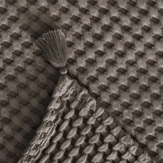 100% Organik Pamuk Çift Kişilik Waffle Pike Örtü - Bej - 200 x 220 cm