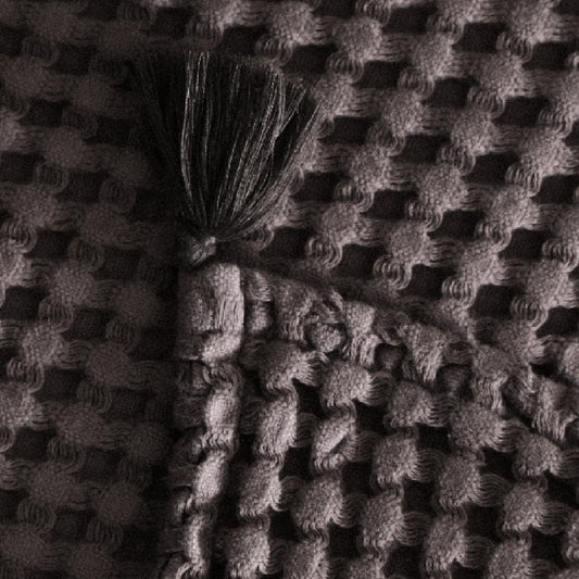 100% Organik Pamuk Çift Kişilik Waffle Pike Örtü - Taupe - 200 x 220 cm