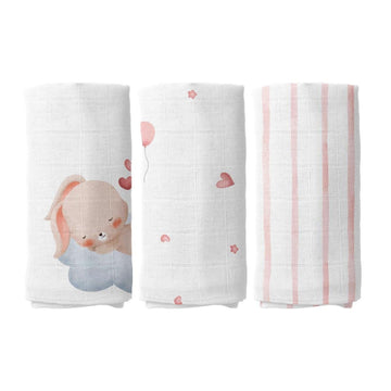 Sleep Time Musselin-Deckenset aus 100 % Bio-Baumwolle (70 x 70 cm, 3-teilig)