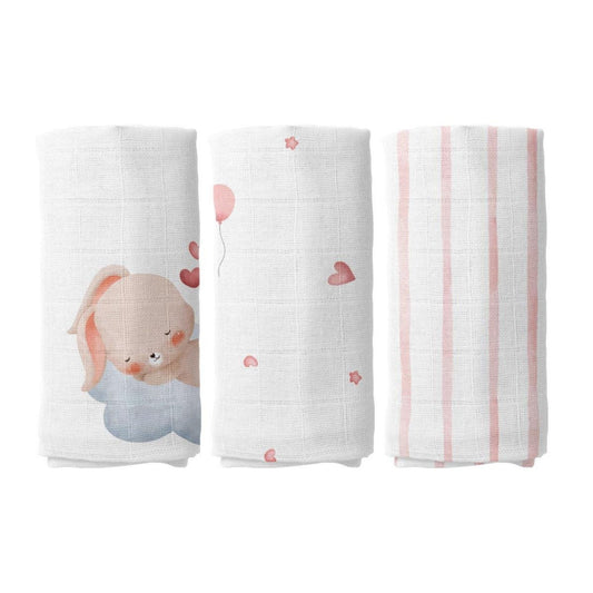 Sleep Time Musselin-Deckenset aus 100 % Bio-Baumwolle (70 x 70 cm, 3-teilig)