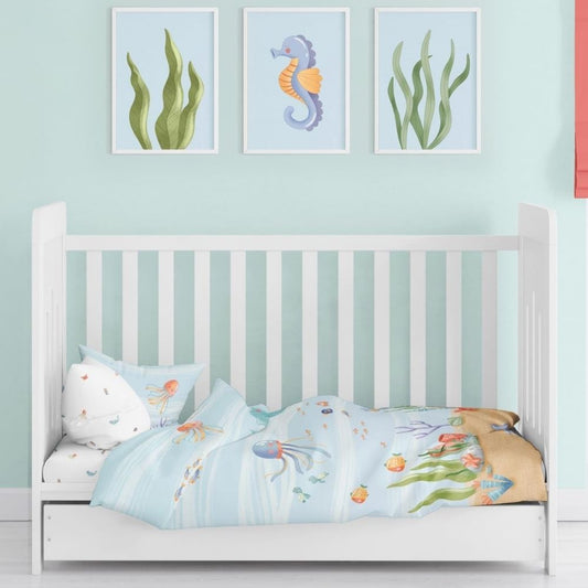 Atlantis 100% Organic Cotton, Satin Baby Bedding Set