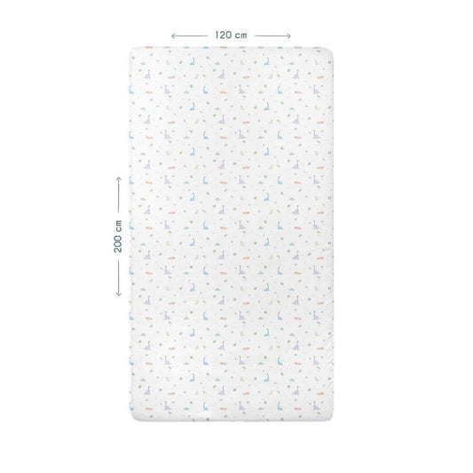 Spannbettlaken aus 100 % Baumwollsatin „Dino“ – 120 x 200 x 30 cm
