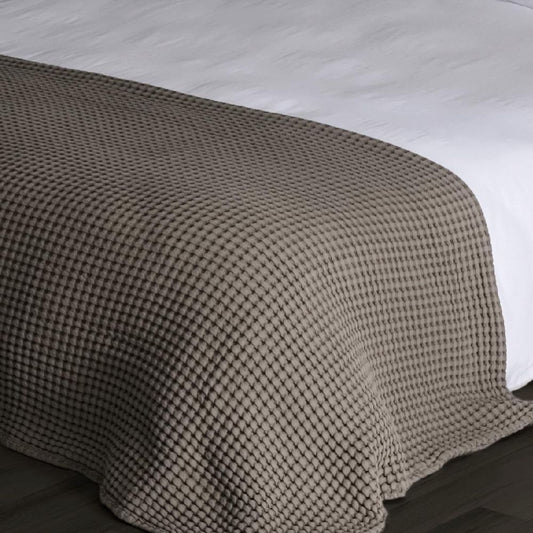 Decke aus 100 % Bio-Baumwolle, doppeltes Waffelpiqué, Beige, 200 x 220 cm