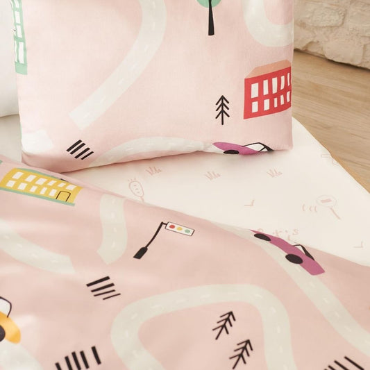 Happy Cars 100% Organic Cotton Satin Baby Bedding Set