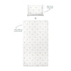 Koko Baby-Spannbettlaken-Set aus 100 % Baumwollsatin – 100 x 200 cm + 50 x 70 cm