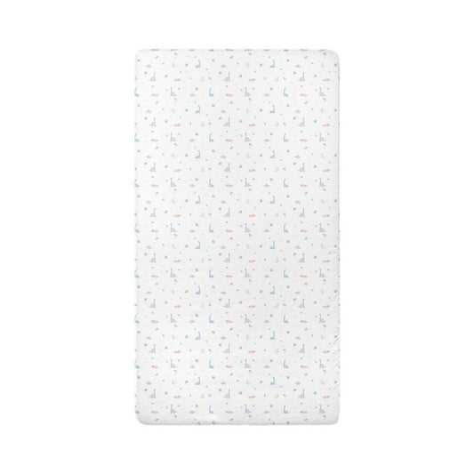 Dino Baby-Spannbettlaken-Set aus 100 % Bio-Baumwollsatin – 70 x 140 cm + 35 x 45 cm