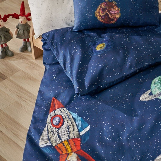 Space Planet 100% Organik Pamuk Saten Bebek Nevresim Takımı