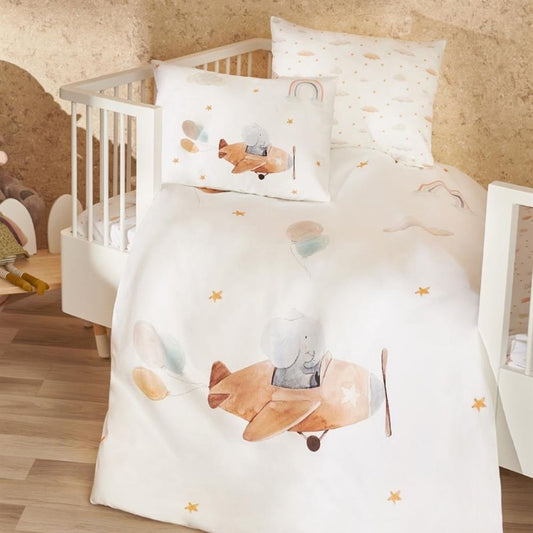 Happy Tony Baby-Bettwäscheset aus 100 % Bio-Baumwollsatin
