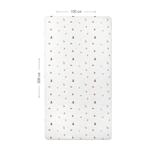 Forest Amigos Baby-Bettlaken, 100 % Baumwollsatin, elastisch, 100 x 200 cm