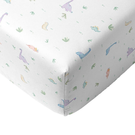 Dino-Bettbezug-Set für Einzelbett, 100 % Bio-Baumwollsatin