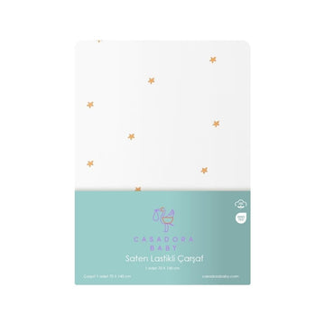 Stars 100% Cotton Satin Baby Fitted Sheet - 70x140 cm