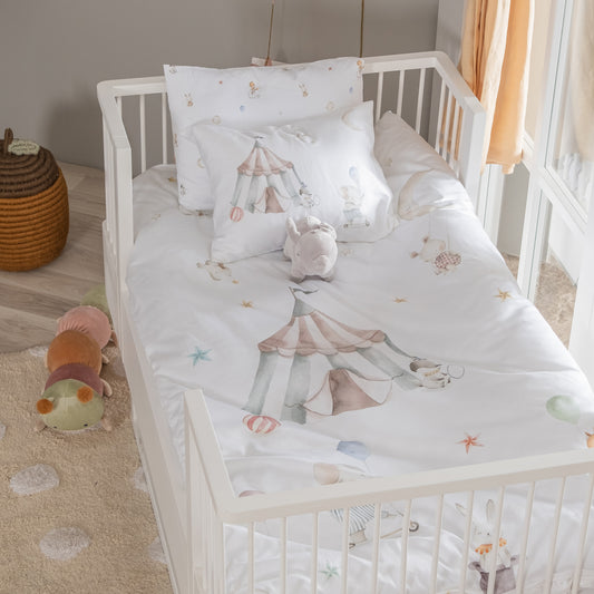 Babybettwäscheset „Circus“, 100 % Bio-Baumwollsatin