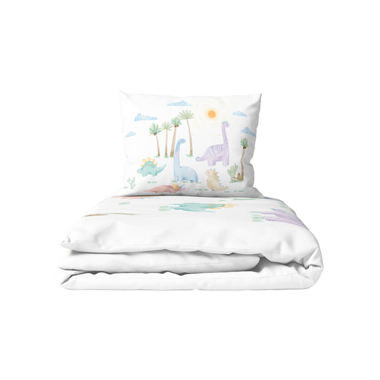 Dino Babybettwäsche-Set aus 100 % Bio-Baumwollsatin