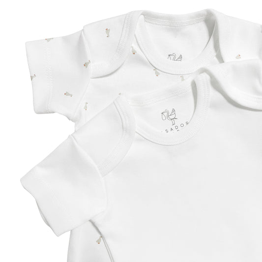 2-teiliges Baby-Body-Set mit kurzen Ärmeln und Federn, 100 % Bio-Baumwolle