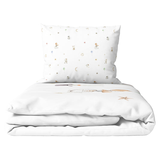 Circus Kinder-Bettbezug-Set aus 100 % Bio-Baumwollsatin, Einzelbett
