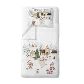 Celebration Kinder-Bettbezug-Set aus 100 % Bio-Baumwollsatin, Einzelbett