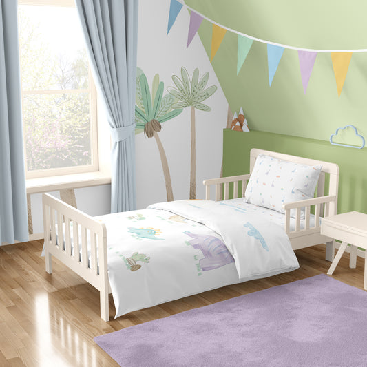 Dino 100% Organik Pamuk Saten Tek Kişilik Çocuk Nevresim Takımı - 120x200cm çarşaf