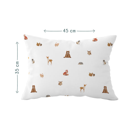 Forest Amigos Kissenbezug aus 100 % Baumwollsatin – 35 x 45 cm