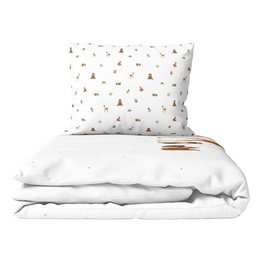 Forest Amigos 100% Organic Cotton Satin Single Child Duvet Cover Set - 120x200cm sheets