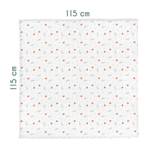 Boubou 100% Organic Cotton Washed Muslin Blanket - 115x115 cm