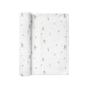 Circus 100% Organic Cotton Washed Muslin Blanket - 115x115 cm