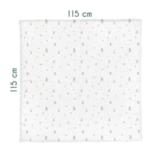 Circus 100% Organic Cotton Washed Muslin Blanket - 115x115 cm