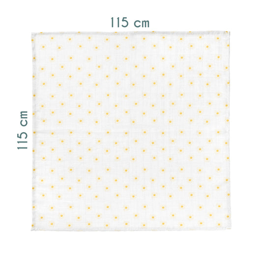 Soleil Decke aus gewaschenem Musselin aus 100 % Bio-Baumwolle – 115 x 115 cm