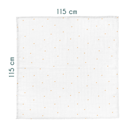 Stars Big & Bold 100% Organic Cotton Washed Muslin Blanket - 115x115 cm
