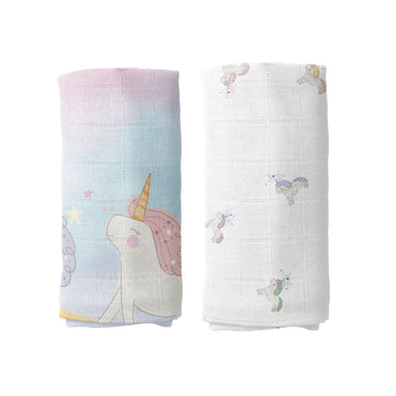 Astra 100% Organic Cotton Muslin Blanket Set (90X90 CM 2-PIECE)