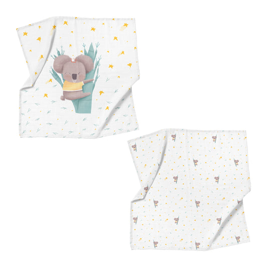 Koko 100% Organic Cotton Muslin Blanket Set (90X90 cm 2-piece)
