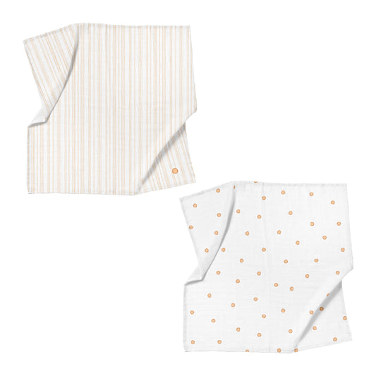 Leo besticktes Musselin-Deckenset aus 100 % Bio-Baumwolle (90 x 90 cm, 2-teilig)