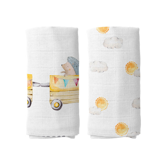 Loco Voyage 100% Organik Pamuk Müslin Örtü Seti (90x90 cm 2'li)