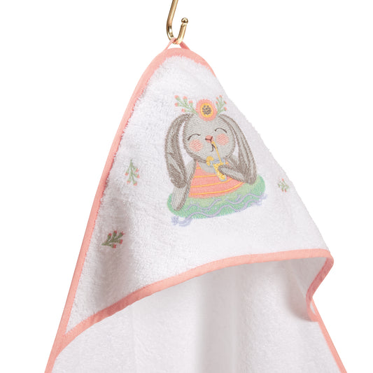 Loulou 100% Organik Pamuk- Nakışlı Bebek Kundak Havlu - 80x80cm