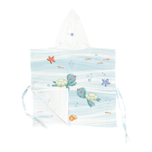 Atlantis – Poncho aus 100 % Bio-Baumwollmusselin