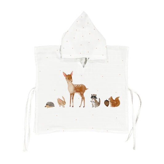 Forest Amigos 100% Organic Cotton Muslin Poncho
