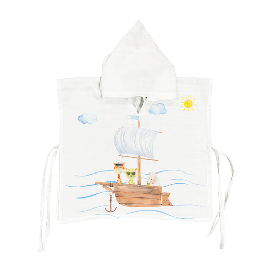 Funny Ship 100% Organic Cotton Muslin Poncho
