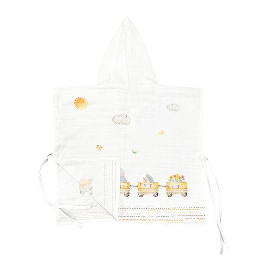 Loco Voyage – Poncho aus 100 % Bio-Baumwollmusselin