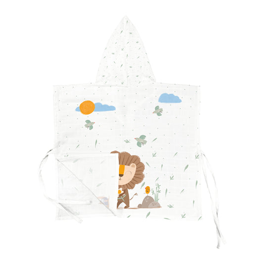 Simba Poncho aus 100 % Bio-Baumwollmusselin