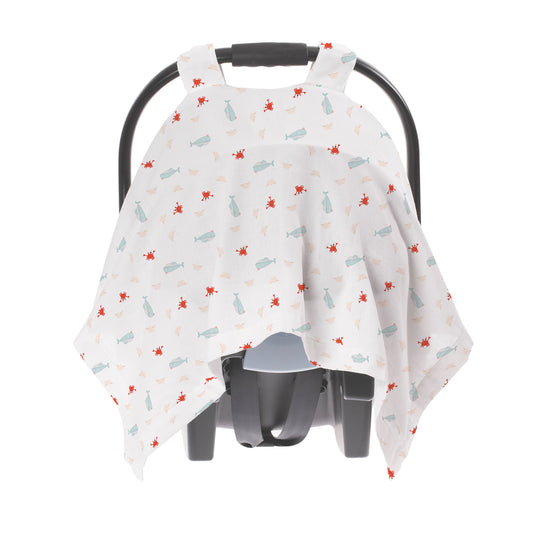 UV-geschützter Boubou-Kinderwagenbezug aus 100 % Baumwollmusselin mit Druckknopf (LSF 30+)