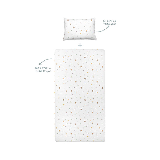 Simba Spannbettlaken-Set aus 100 % Bio-Baumwollsatin – 140 x 200 x 30 + 50 x 70 cm