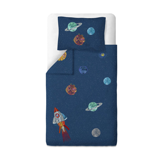 Space Planet 100% Organik Pamuk Tek Kişilik Çocuk Nevresim Takımı