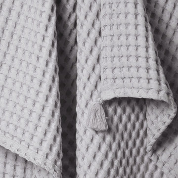 100% Organik Pamuk Tek Kişilik Waffle Pike Örtü - Gri - 160 x 220 cm