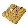100% Organik Pamuk Bebek Waffle Pike Örtü - Hardal - 90 x 120 cm