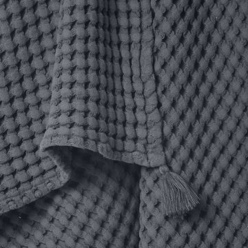 100% Organic Cotton Single Waffle Pique Blanket - Dark Gray - 160 x 220 cm
