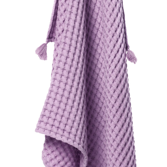100% Organik Pamuk Bebek Waffle Pike Örtü - Lila - 90 x 120 cm